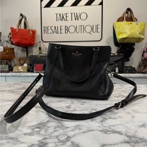 Kate Spade Triple Compartment Crossbody Bag Medium Black Pebbled Leather